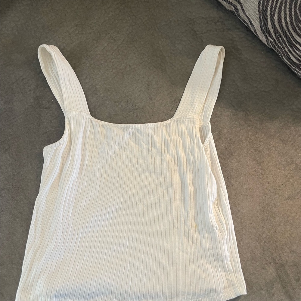 White Ribbed Women's Top